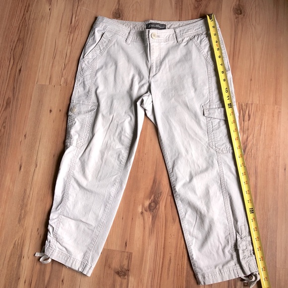 EDDIE BAUER Cargo Capri Crop Pants Khaki Size 6 Women’s - Picture 6 of 13